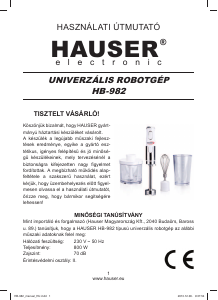 Instrukcja Hauser HB-982 Blender ręczny