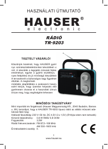 Návod Hauser TR-9203 Rádio