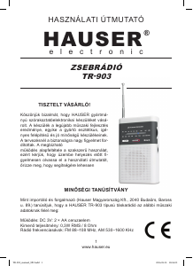 Návod Hauser TR-903 Rádio