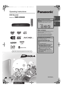 Manual Panasonic DMR-XW400 DVD Player