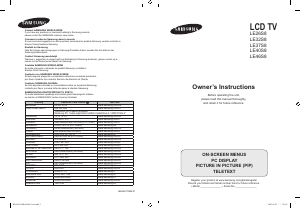 Mode d’emploi Samsung LE40S86BD Téléviseur LCD