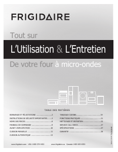 Mode d’emploi Frigidaire FFMV1846VD Micro-onde