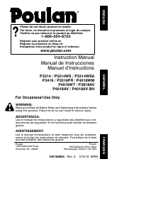 Manual Poulan P3314WS Chainsaw