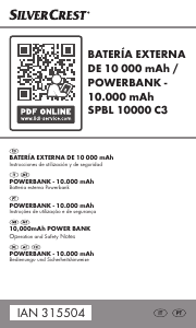 Manuale SilverCrest SPBL 10000 C3 Caricatore portatile