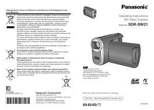 Bruksanvisning Panasonic SDR-SW21 Videokamera