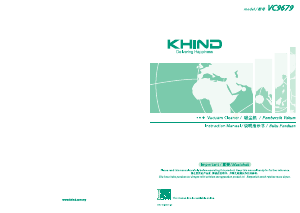 Manual Khind VC9679 Vacuum Cleaner