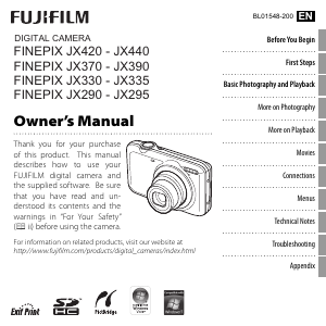 Handleiding Fujifilm FinePix JX330 Digitale camera