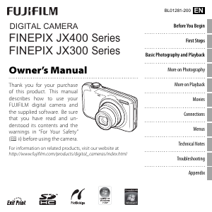 Handleiding Fujifilm FinePix JX400 Digitale camera