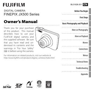 Handleiding Fujifilm FinePix JX500 Digitale camera