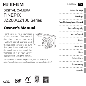 Handleiding Fujifilm FinePix JZ250 Digitale camera