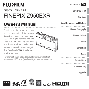 Handleiding Fujifilm FinePix Z950EXR Digitale camera