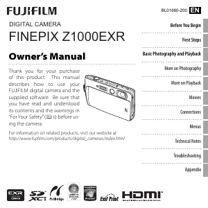 Handleiding Fujifilm FinePix Z1000EXR Digitale camera