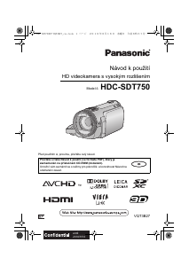 Manuál Panasonic HDC-SDT750EP Videokamera