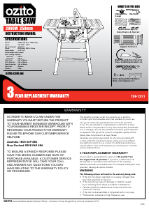 Handleiding Ozito TSF-1211 Tafelzaag