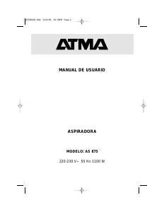 Manual de uso Atma AS875 Aspirador