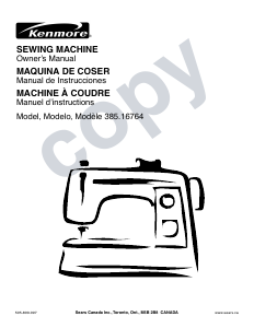 Manual Kenmore 385.16764 Sewing Machine