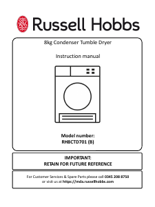 Manual Russell Hobbs RH8CTD701 Dryer