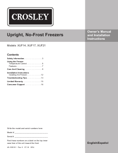 Bruksanvisning Crosley XUF14SMRWW Frys