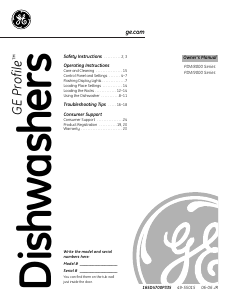 Bruksanvisning GE PDW9200LWW Diskmaskin