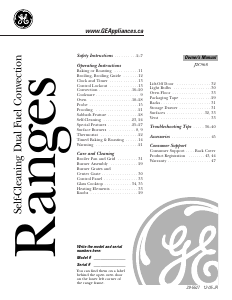 Mode d’emploi GE J2C968WEKWW Cuisinière