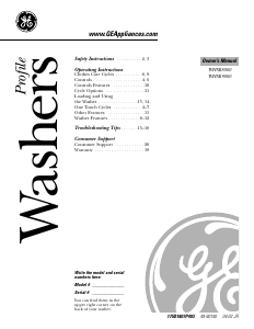 Bruksanvisning GE WHSB9000BWC Tvättmaskin