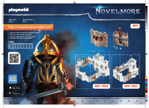 Handleiding Playmobil set 9839 Novelmore Uitbreiding muur en katapult voor de grote burcht van de novelmore ridders