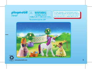 Manual Playmobil set 70107 Fairy Tales Maleta grande princesas e unicórnio