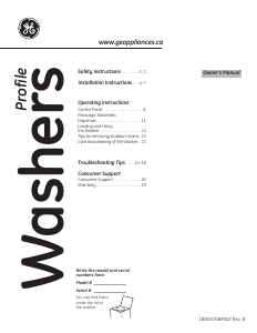 Bruksanvisning GE PTAN9350MWS Tvättmaskin