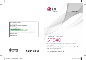 Mode d’emploi LG GT540N Téléphone portable
