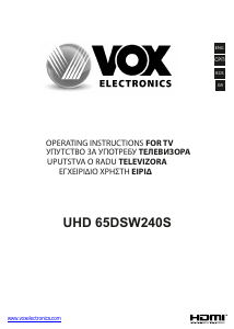 Handleiding Vox 65DSW240S LED televisie