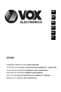 Manual Vox GF400 Freezer