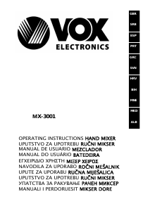Manual de uso Vox MX3001 Batidora de varillas