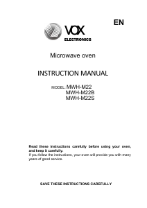 Manual de uso Vox MWH-M22S Microondas