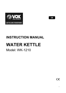 Manual Vox WK1210 Kettle
