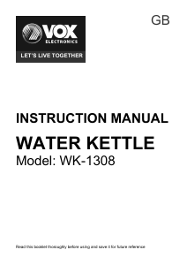 Manual Vox WK1308 Kettle