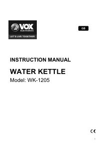 Manual Vox WK1205 Kettle