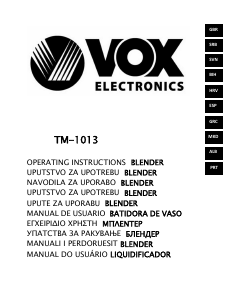 Εγχειρίδιο Vox TM1013 Μπλέντερ