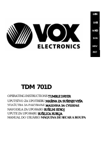 Manual Vox TDM701D Máquina de secar roupa