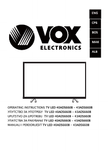 Handleiding Vox 43ADS660B LED televisie