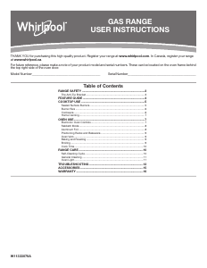 Manual Whirlpool WFG515S0JB Range