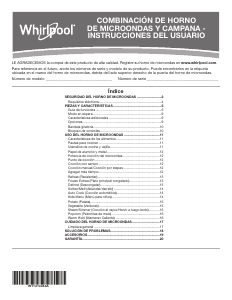 Manual de uso Whirlpool WMH54521JV Microondas