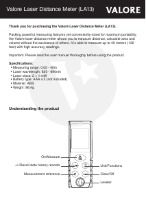 Handleiding Valore LA13 Afstandsmeter