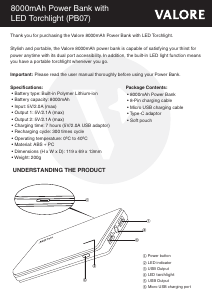 Manual Valore PB07 Portable Charger
