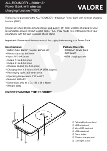 Manual Valore PB27 Portable Charger