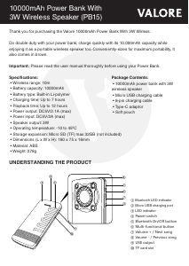 Manual Valore PB15 Portable Charger