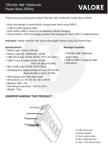 Manual Valore PD04 Portable Charger