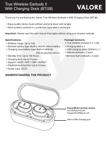 Handleiding Valore BTi38 Koptelefoon