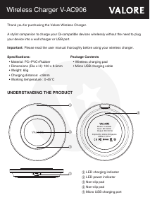 Manual Valore V-AC906 Wireless Charger