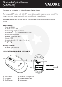 Manual Valore V-AC8802 Mouse