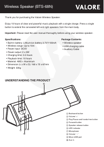 Manual Valore BTS-68N Speaker